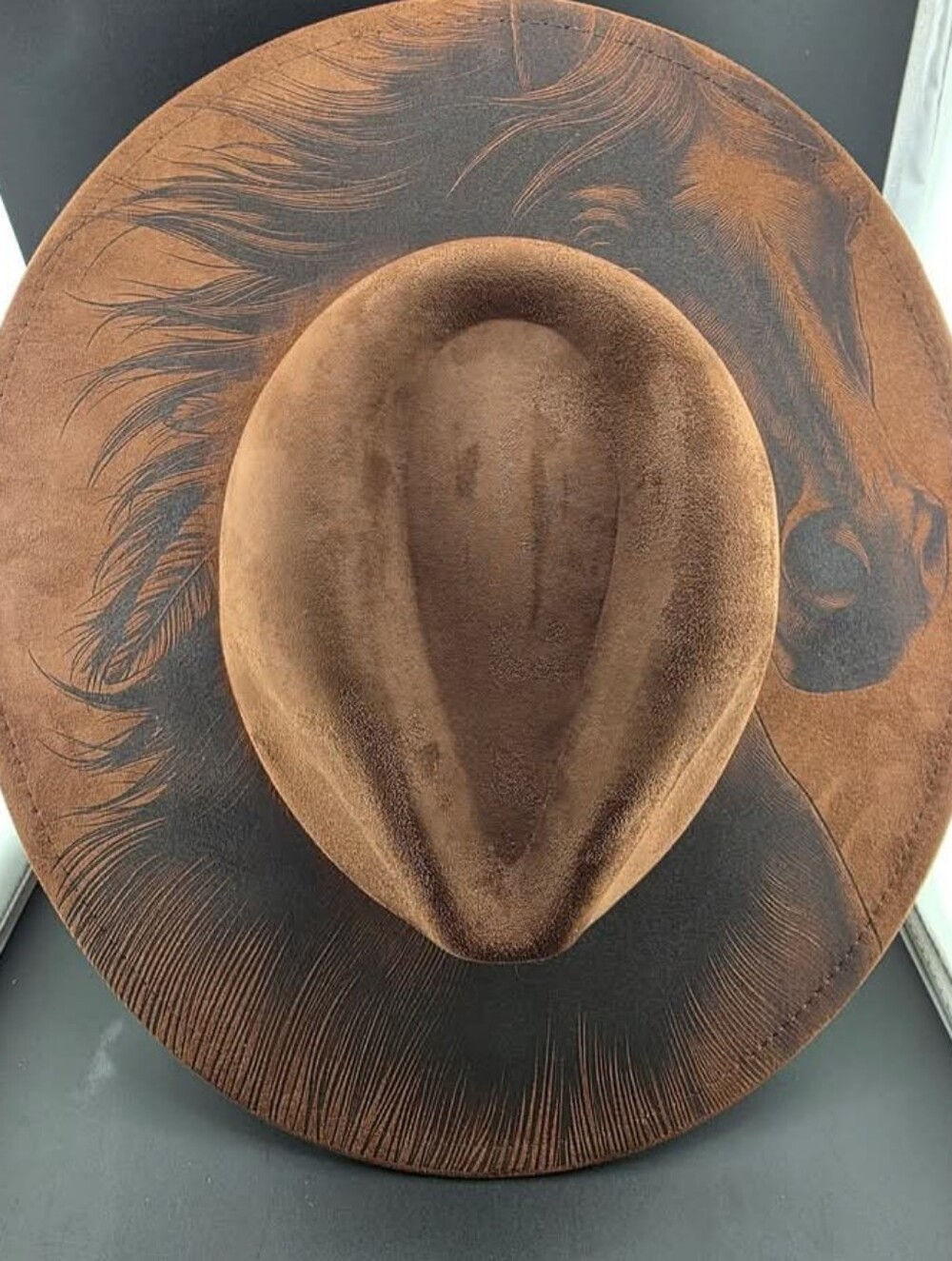 Laser Engraved Wild Horse Cowboy Western Hat